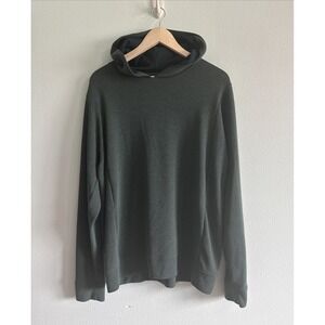 Tommy John Hoodie Mens XL Green Waffle Knit Pullover Lightweight Tencel Blend
